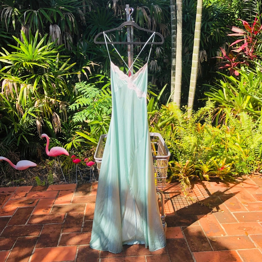Sheer Romantic Lace Vintage Sea Foam Nightgown